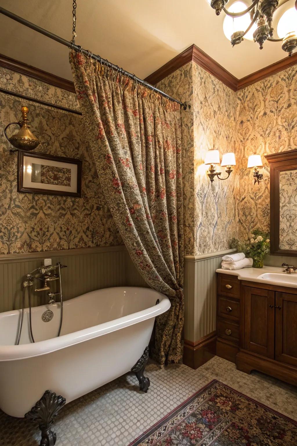 Designed hangings add a lavish, layered look.