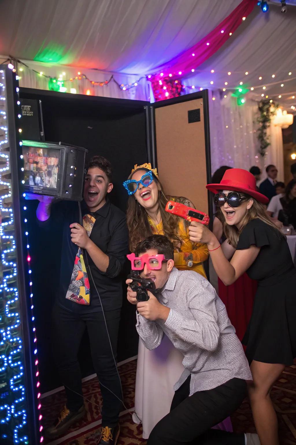 A picture booth with embellishments seizes amusing recollections.