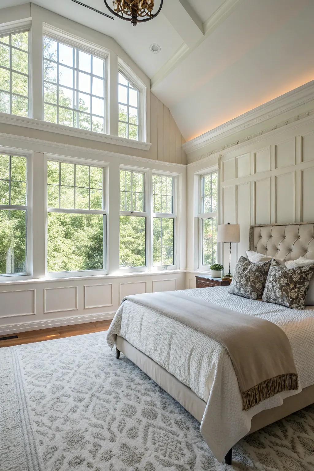 Natural illumination enhances the charm of paneling within your bedroom.