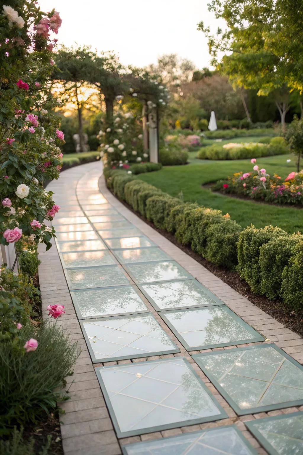 Glass pavers add a modern twist to your garden walkway.