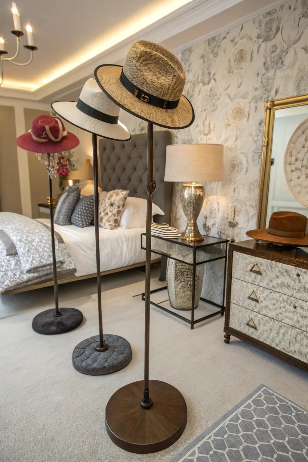 Elegant freestanding hat display stands
