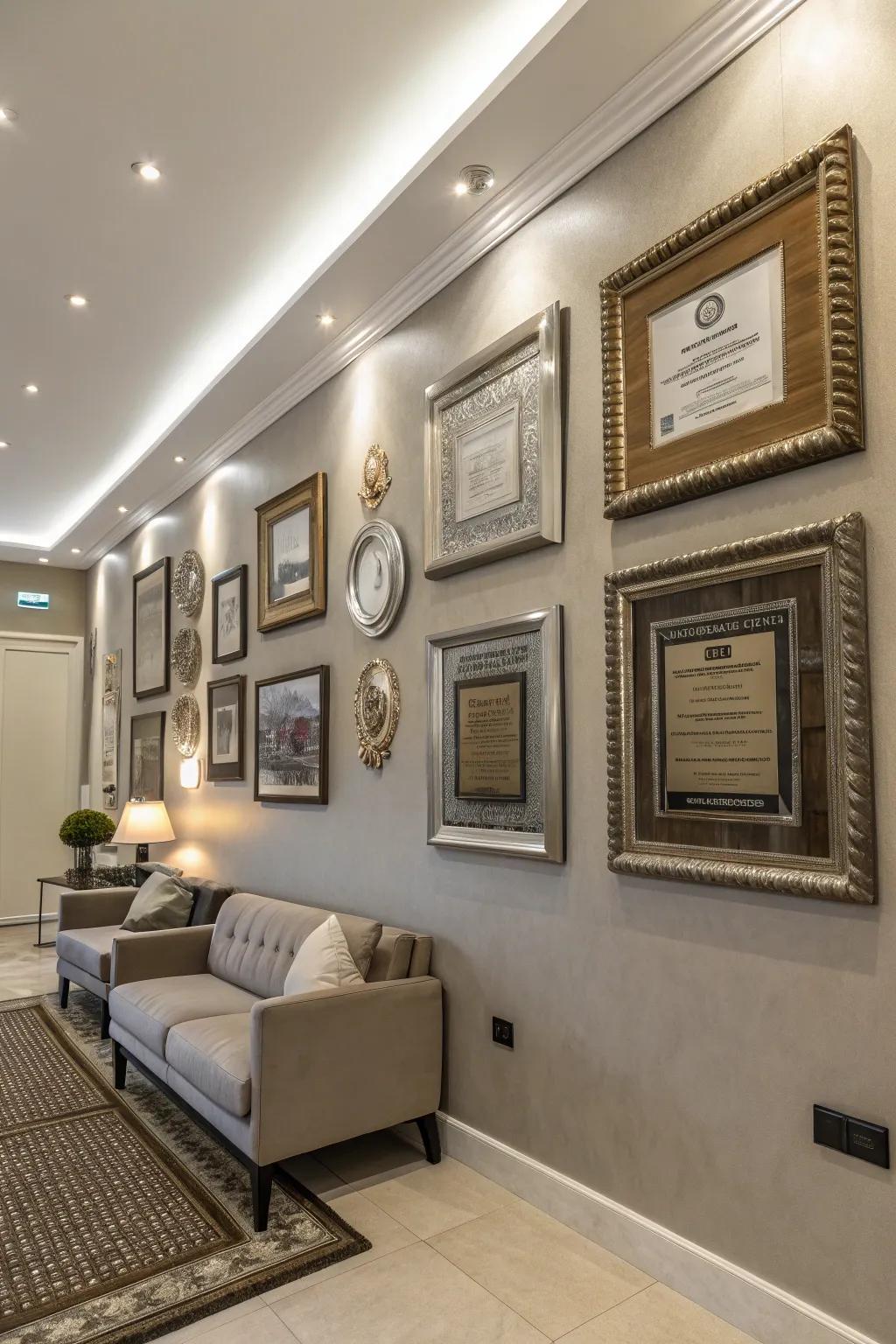 Glamorous metal touches adding shine to a hall of fame.
