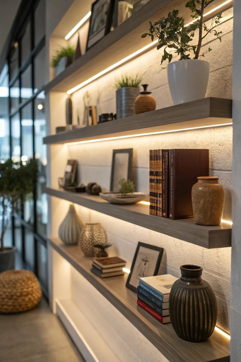 Magnify via light-emitting diode illumination trailing shelves.