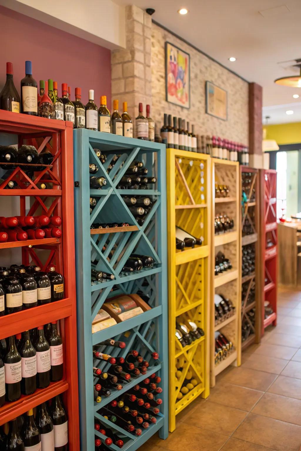 Mix and match for a varied wine display.
