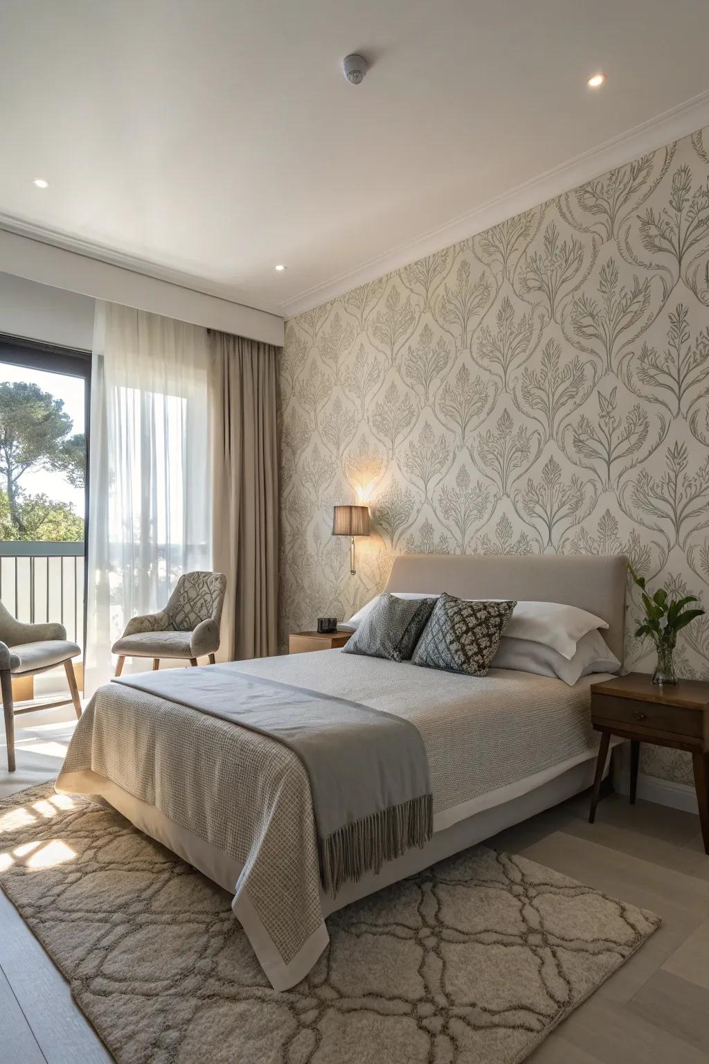 Subtle wallpaper promoting peace and serenity in bedrooms.