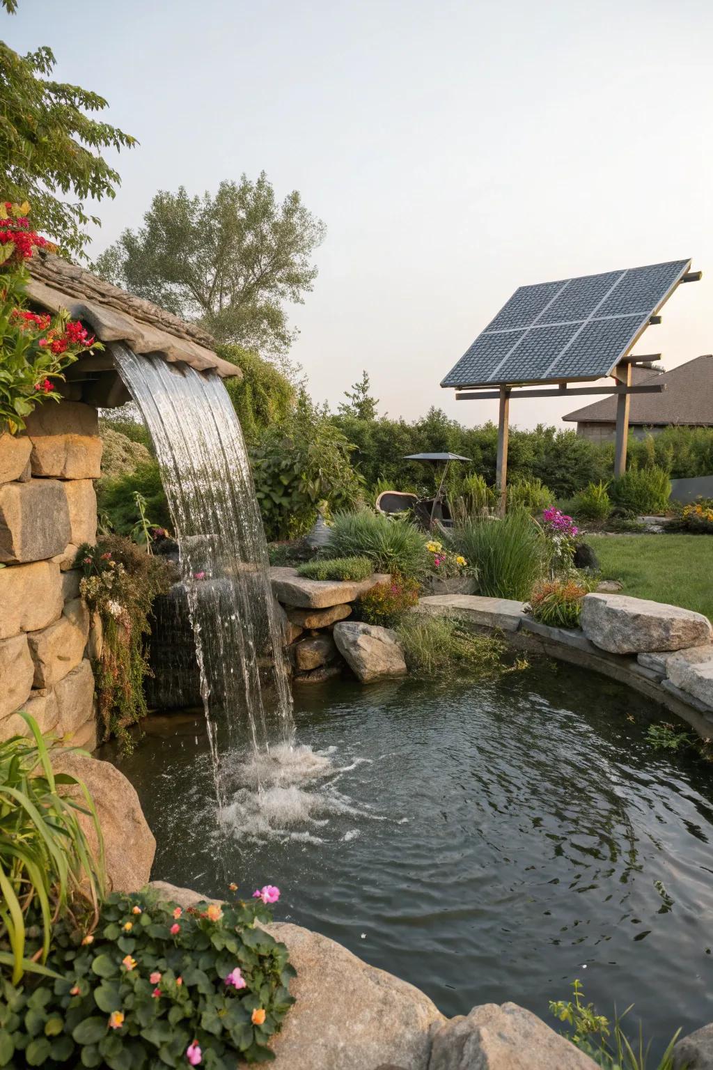 Harness sun energy for an eco-friendly cascade.