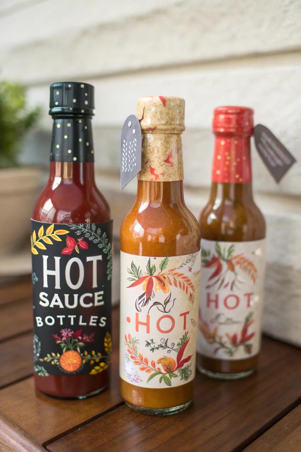 Custom hot sauce bottles to add a spicy touch to your wedding favors