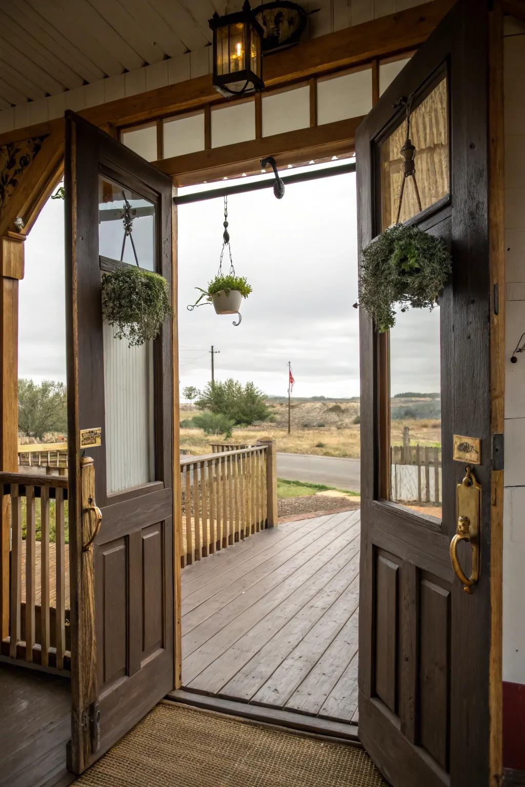 Saloon-style doors introduce a playful western twist.