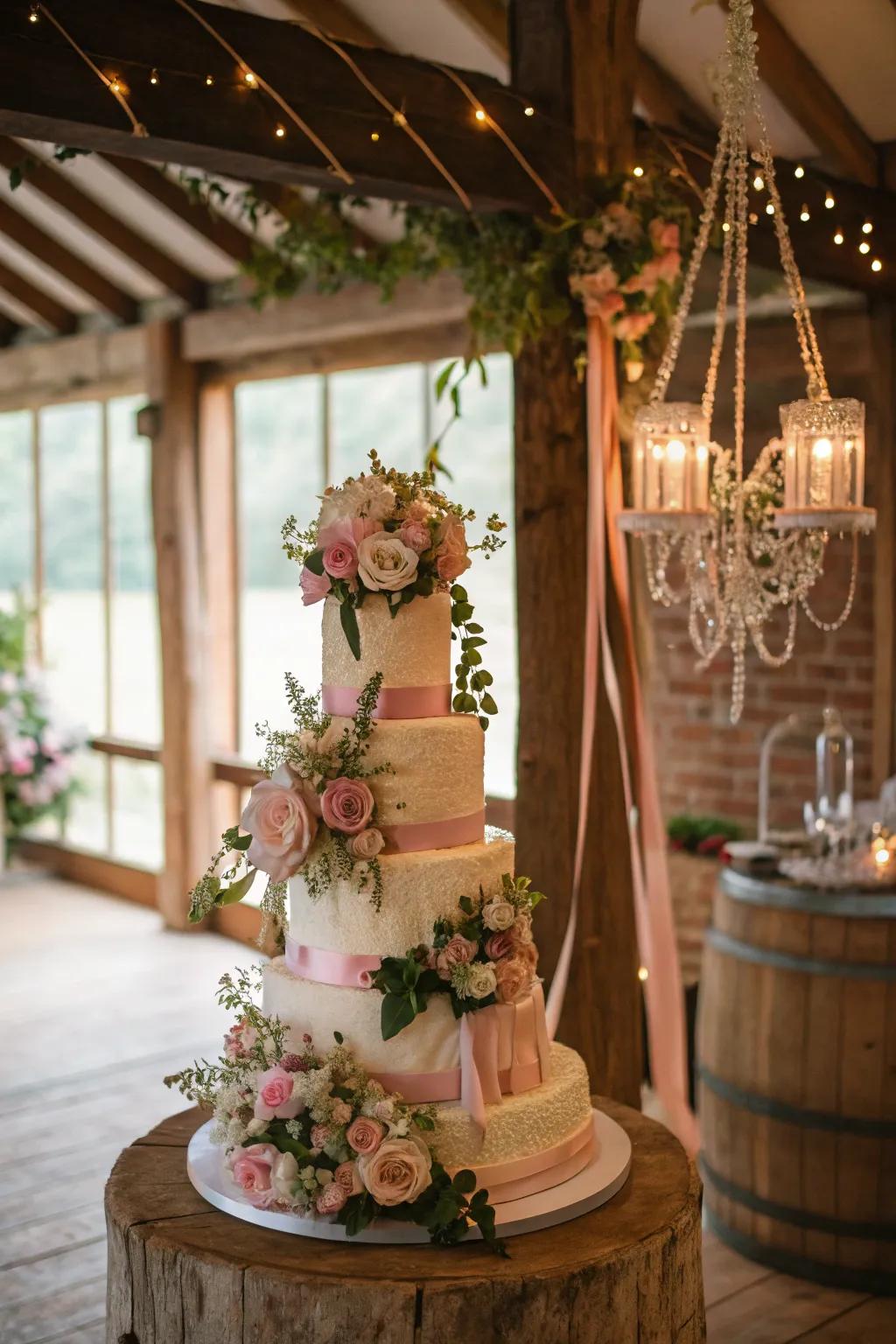 Levitating floral design for a magical cake.