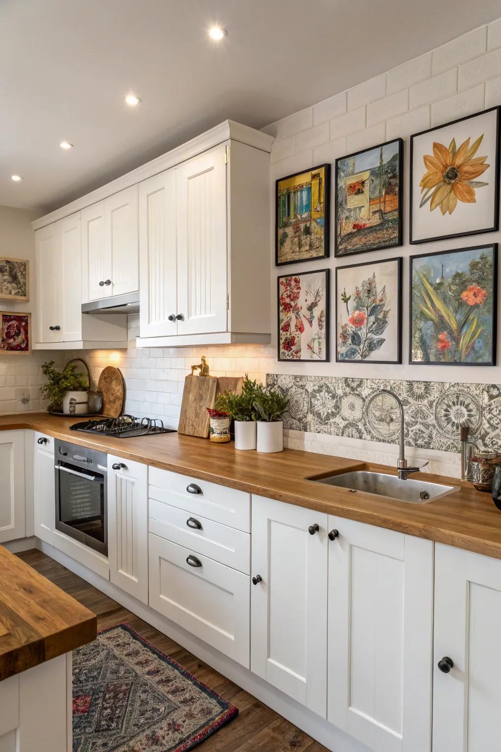 Artistic flair adds a personal touch to this kitchen.
