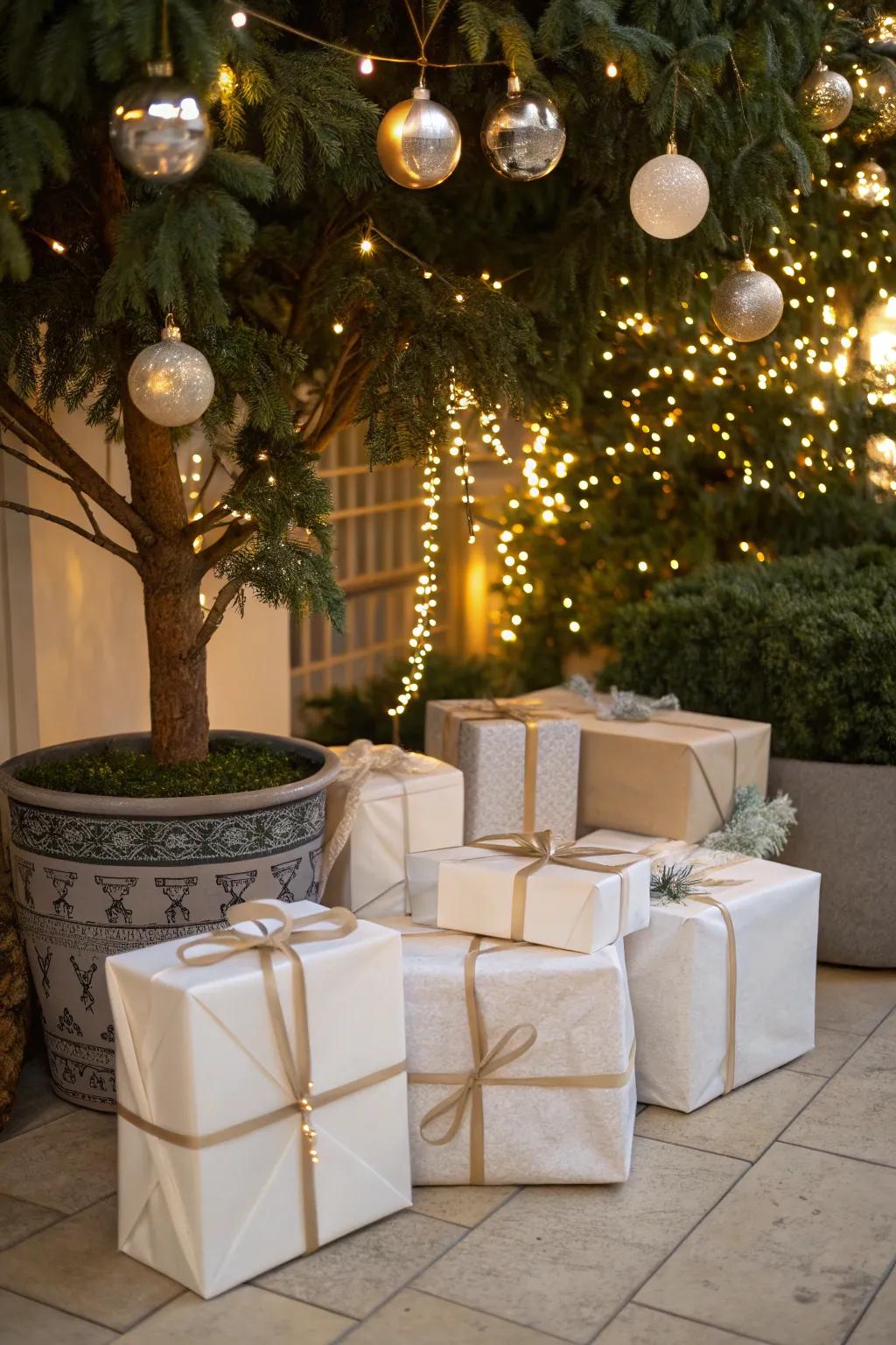 Gifts that complement your white Christmas theme.
