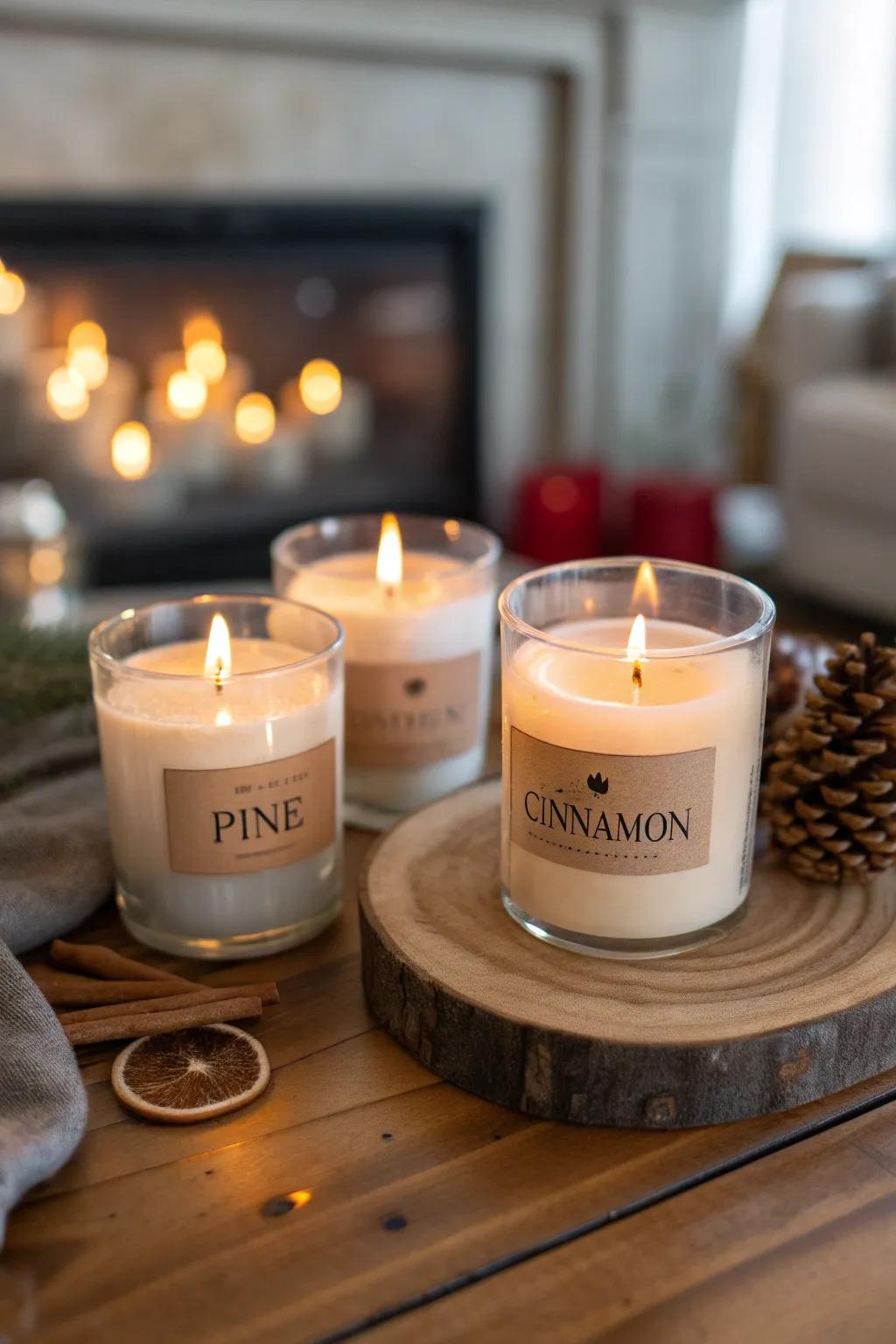 Winter scented candles to enhance the cozy atmosphere.