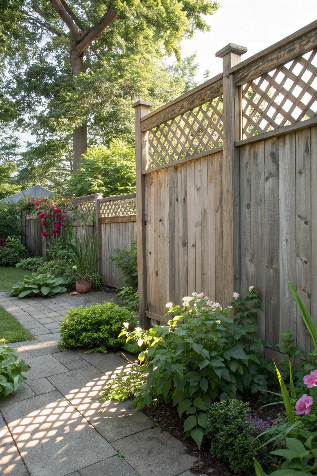 Lattice tops add visual interest and light to privacy fences.