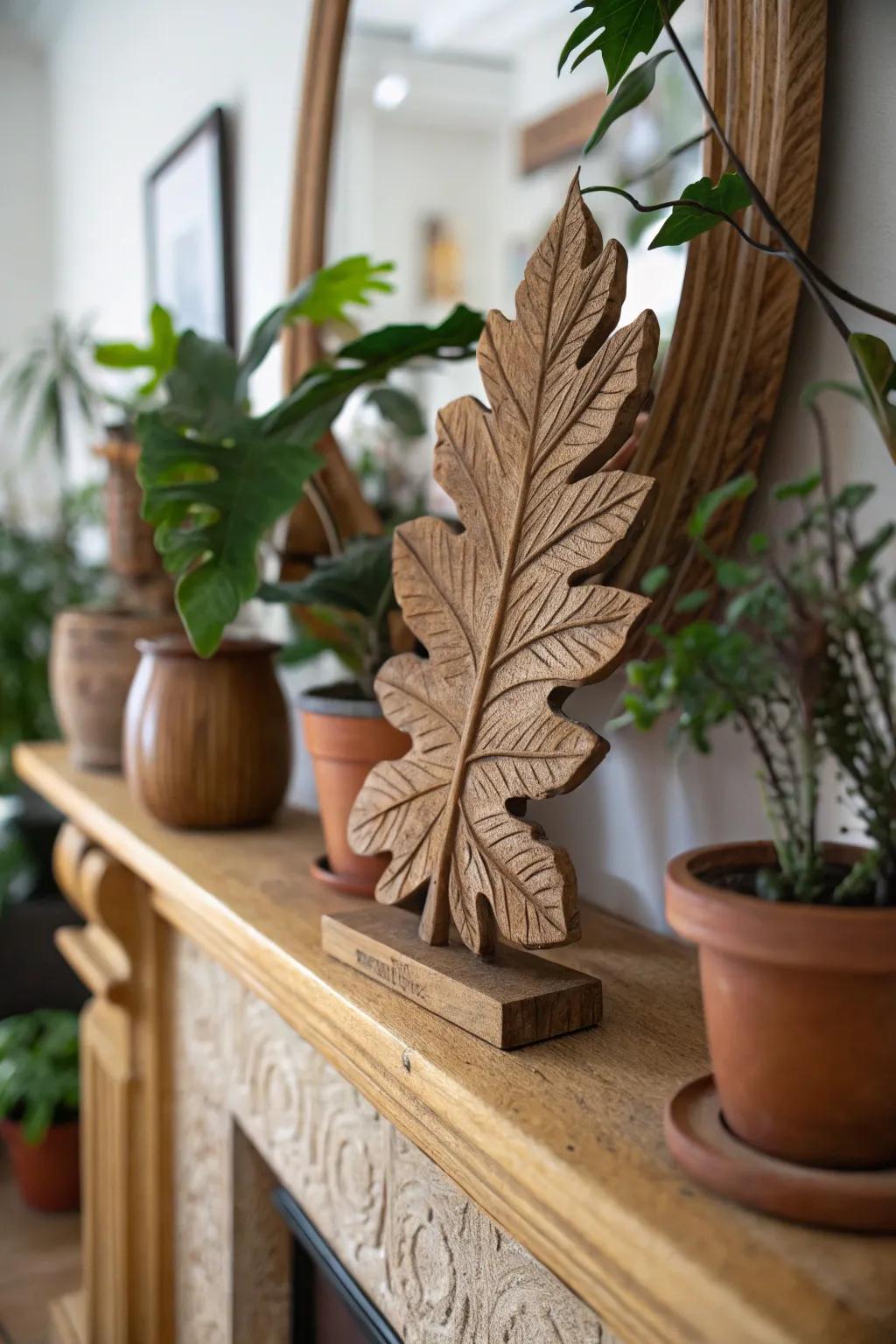 Bring a touch of nature indoors with wooden foliage sculptures.