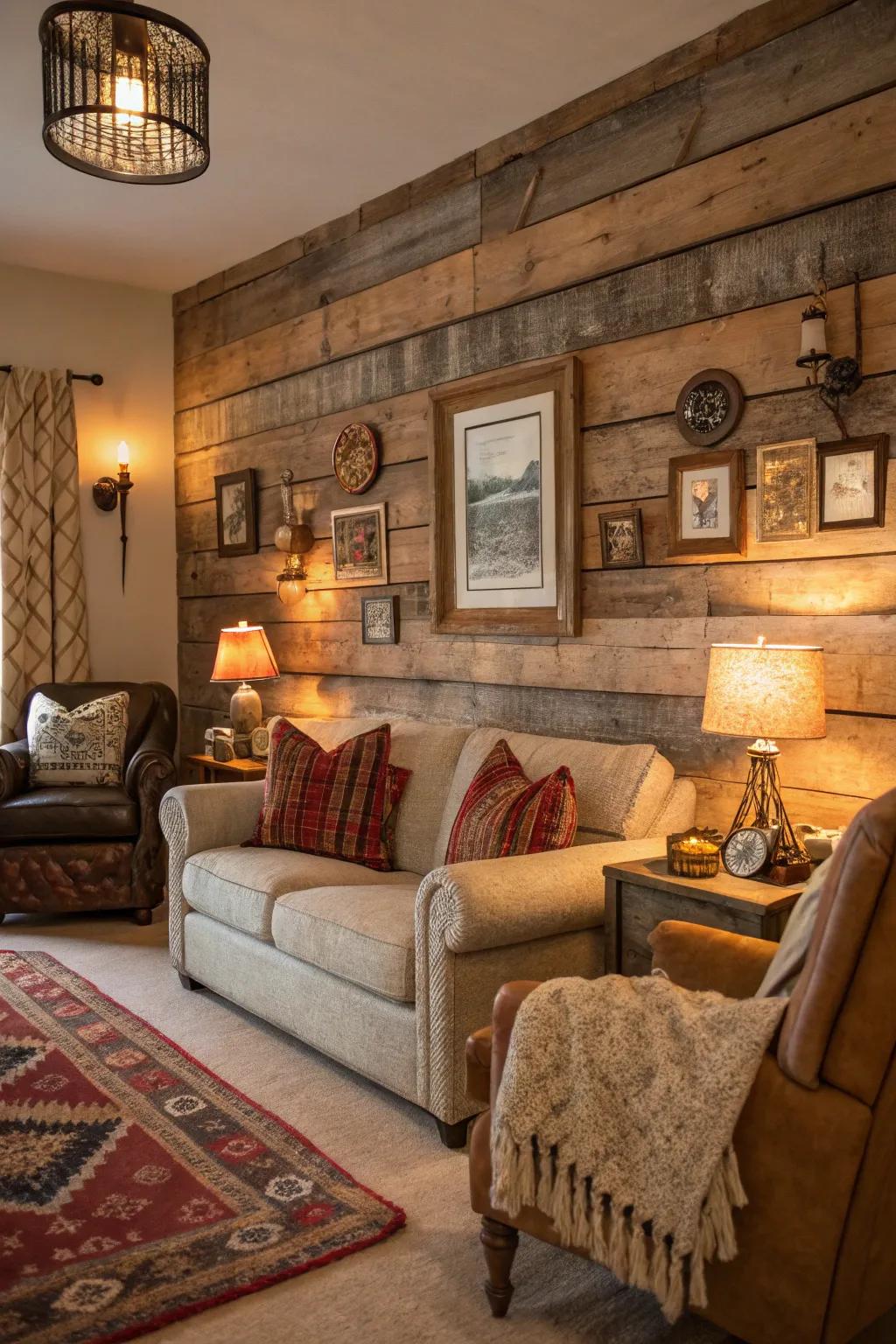 Add warmth and uniqueness with recovered timber slats.