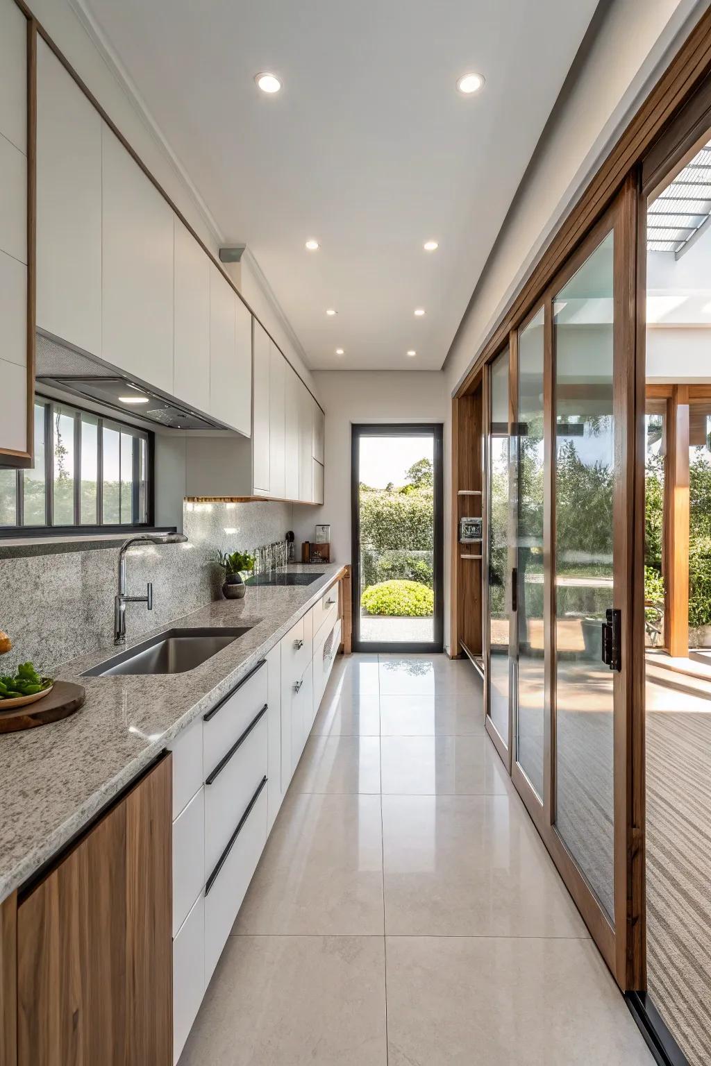 Sliding doors save space and provide convenient access in your kitchen.