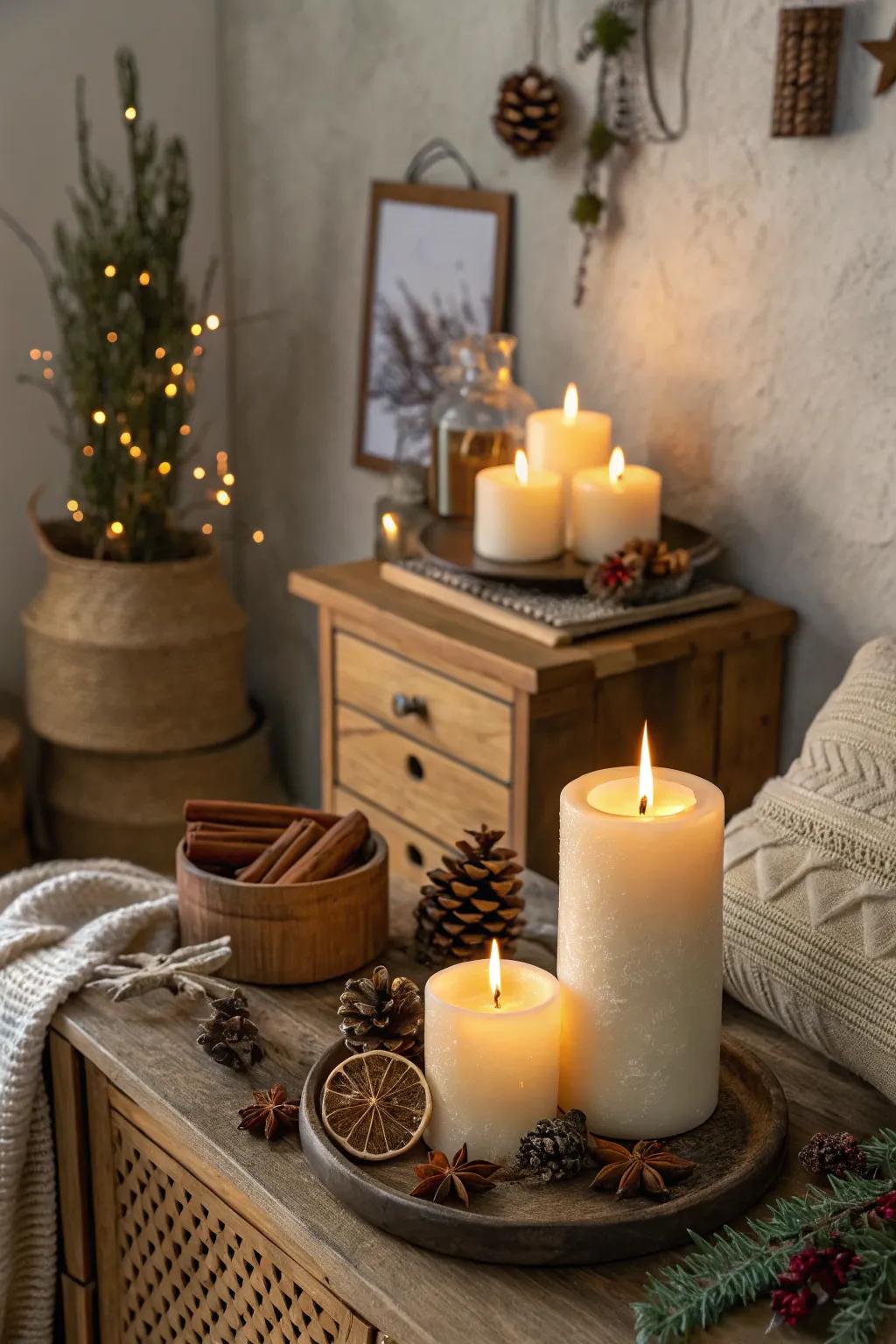 Seasonal smells fill the abode with holiday warmth.
