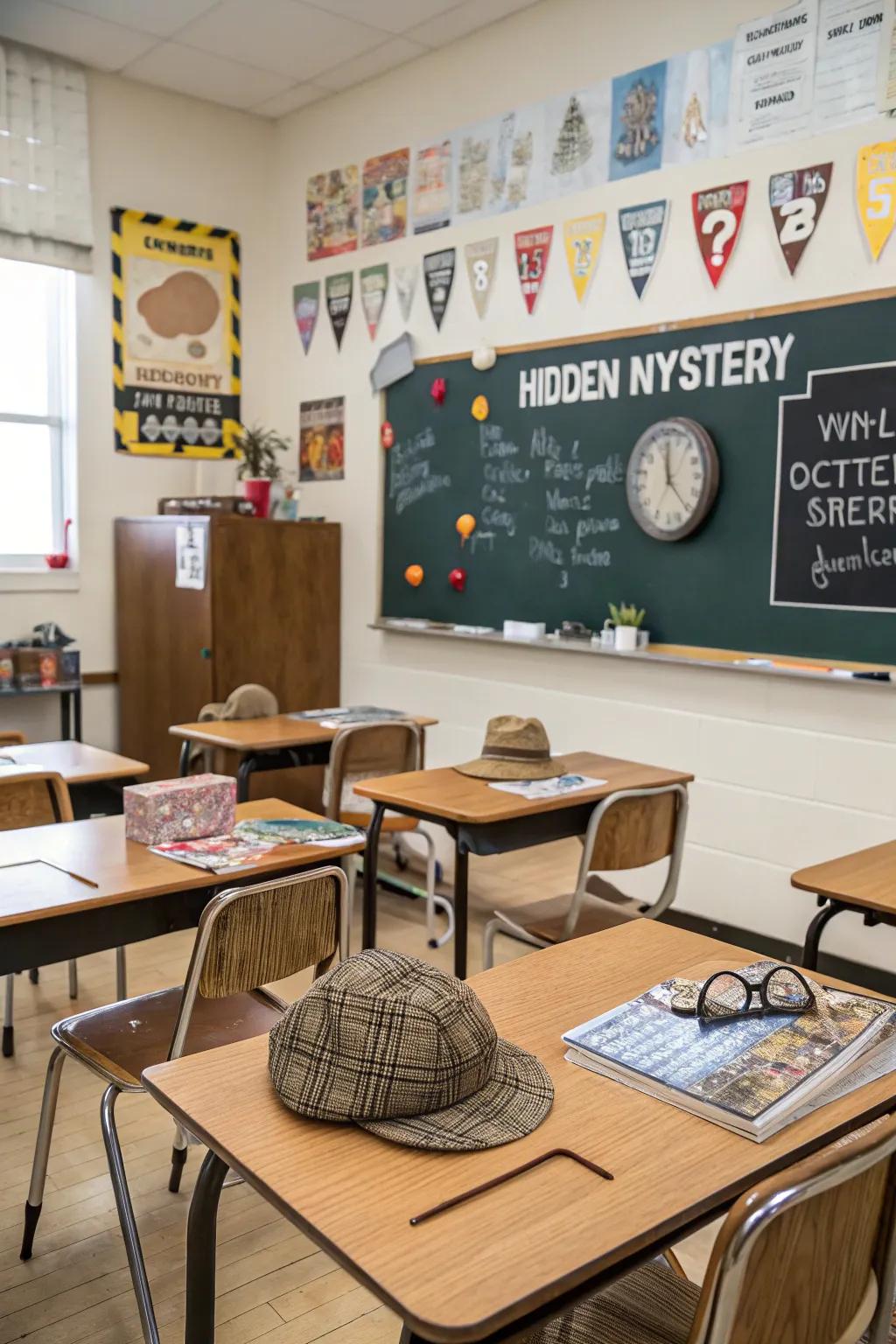 Mystery theme elements turning the classroom into an adventure