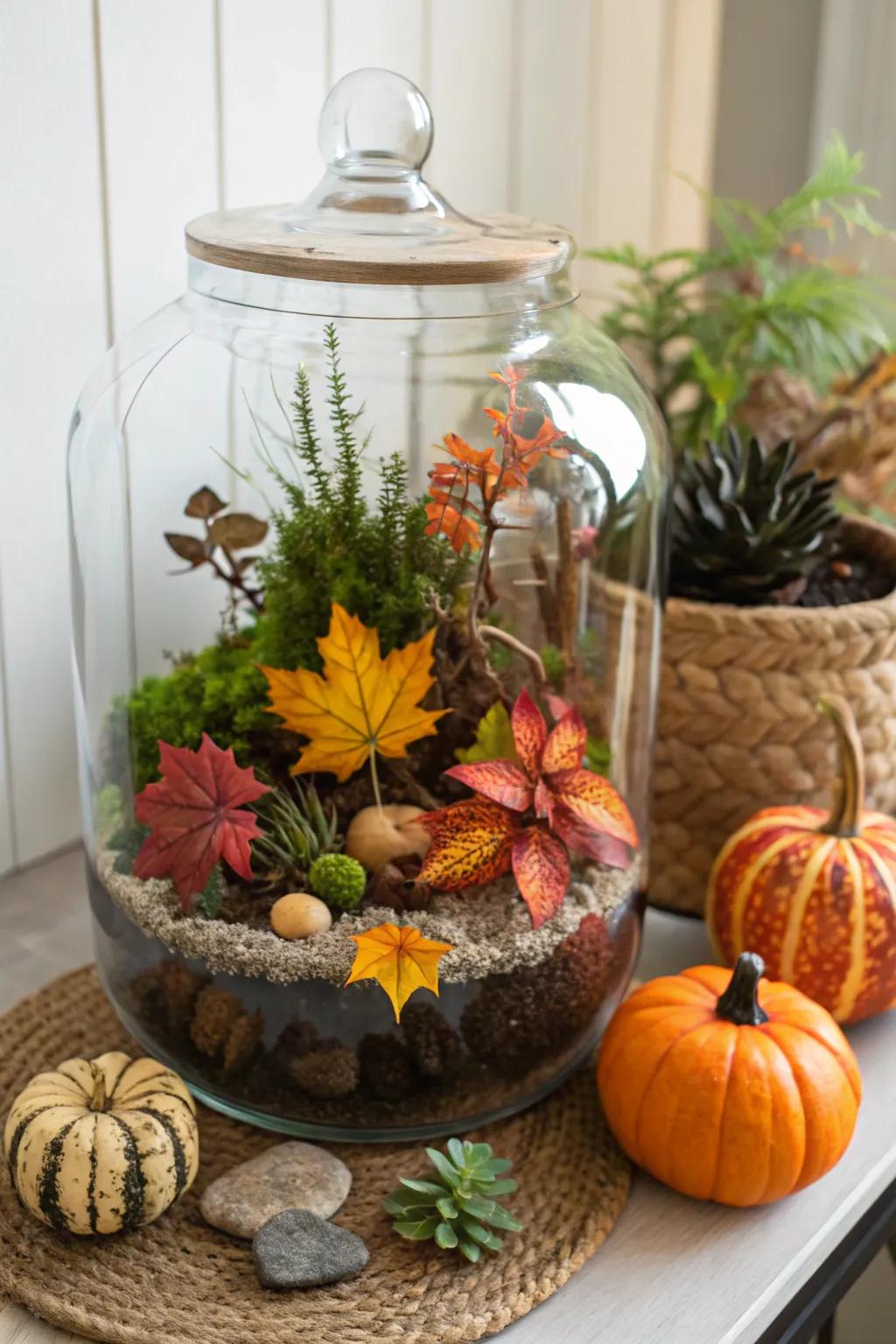 A seasonal scene nature display showcasing the beauty of fall.