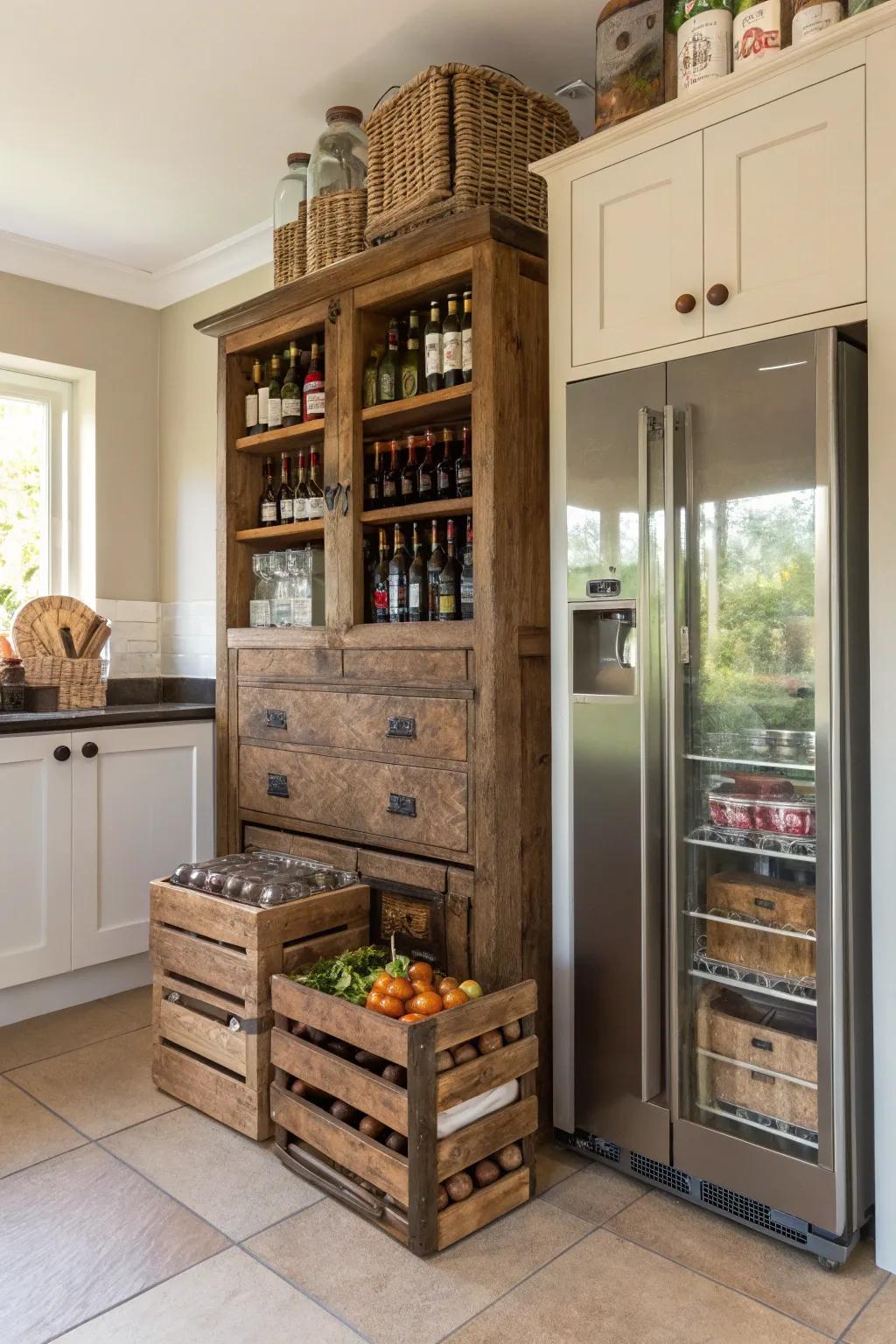 A liquor cabinet adds beauty.