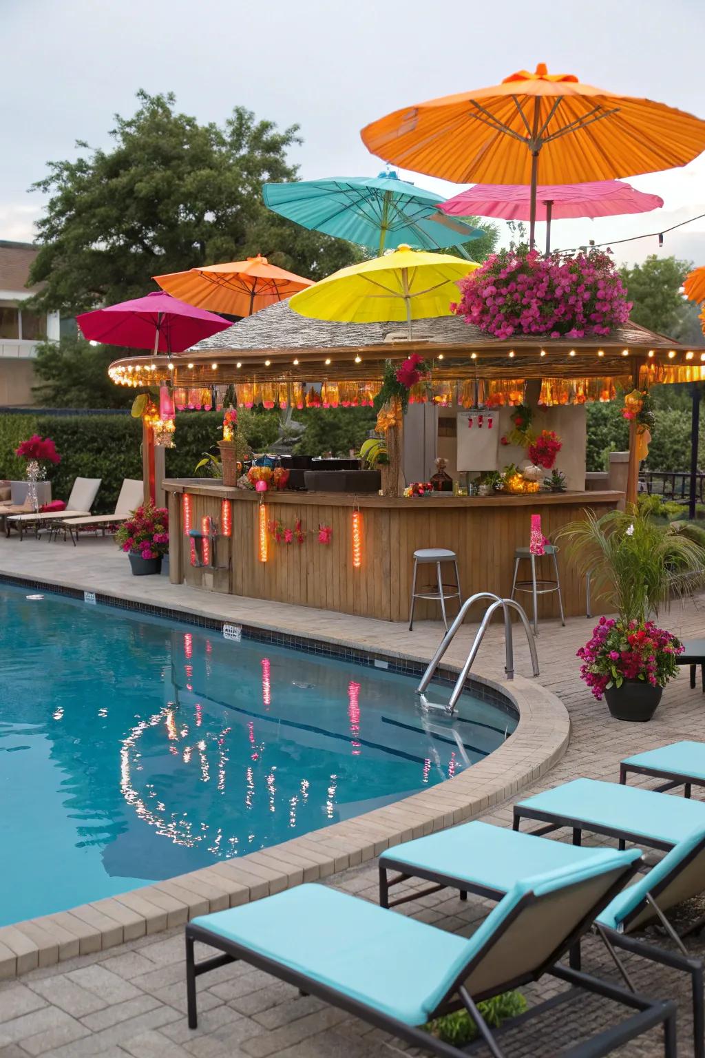 Seasonal decor updates keep your poolside bar feeling fresh and welcoming.