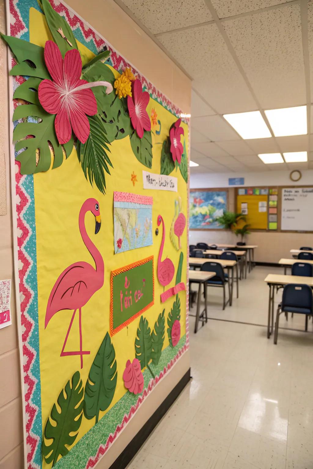 Flamingo-themed board that’s as fun, bright, and inspiring as a tropical getaway.