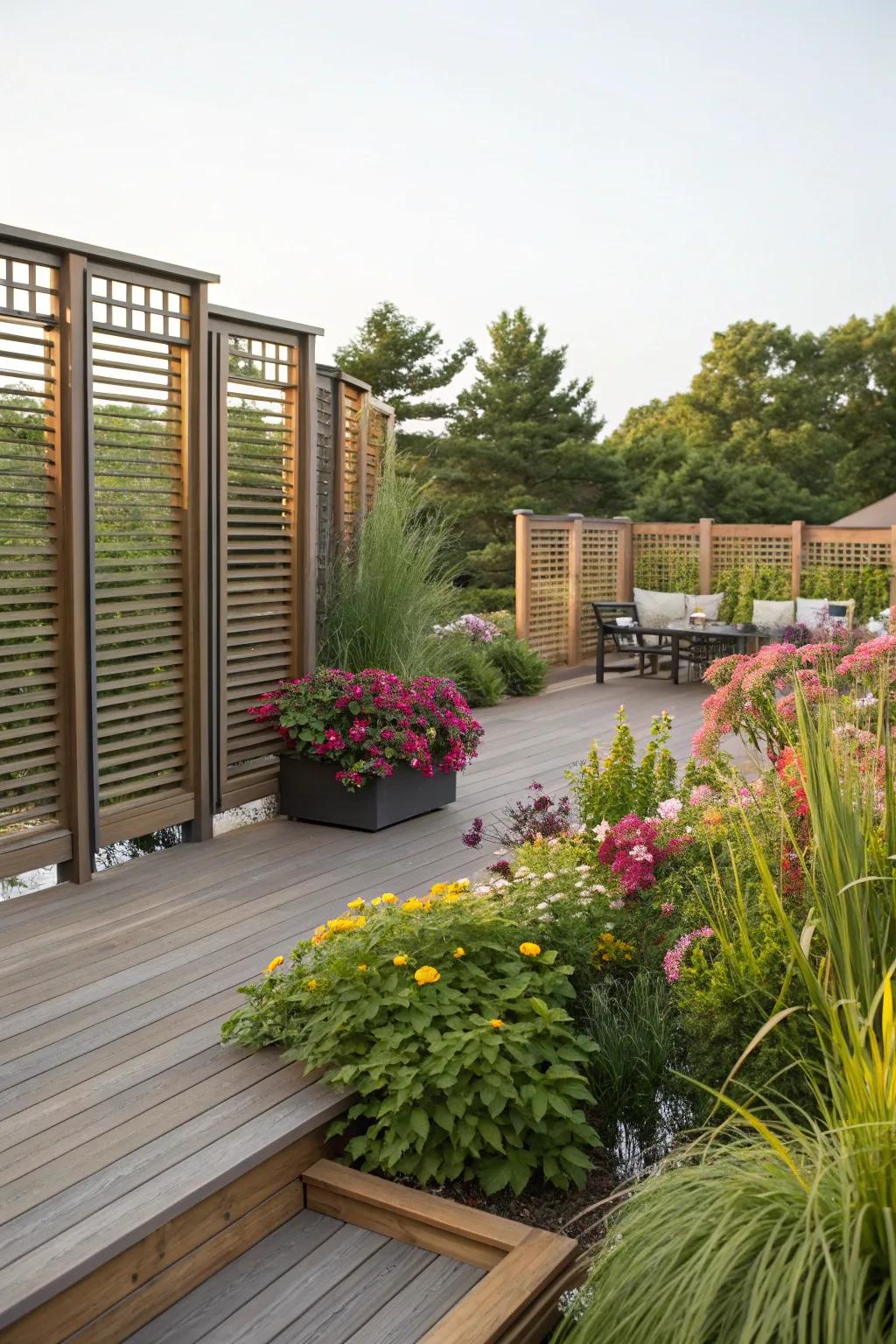 Privacy panels offer seclusion and a sense of enclosure.