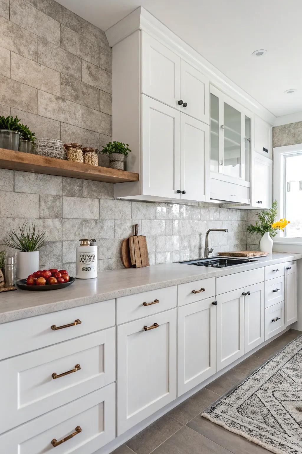 Stone tiles give a modern, city feel.