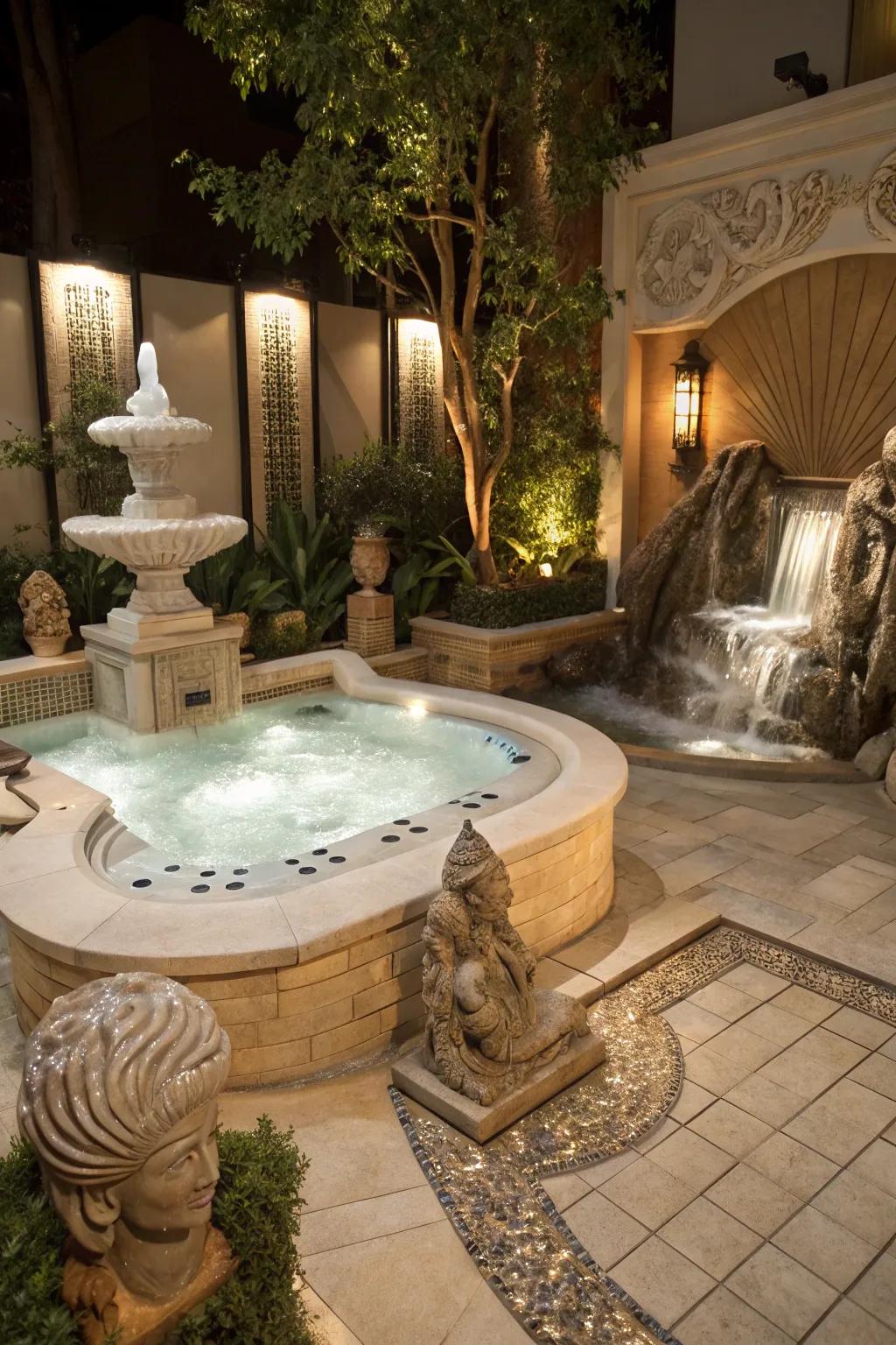 Artistic elements add personality and flair to your bubble spa setting.
