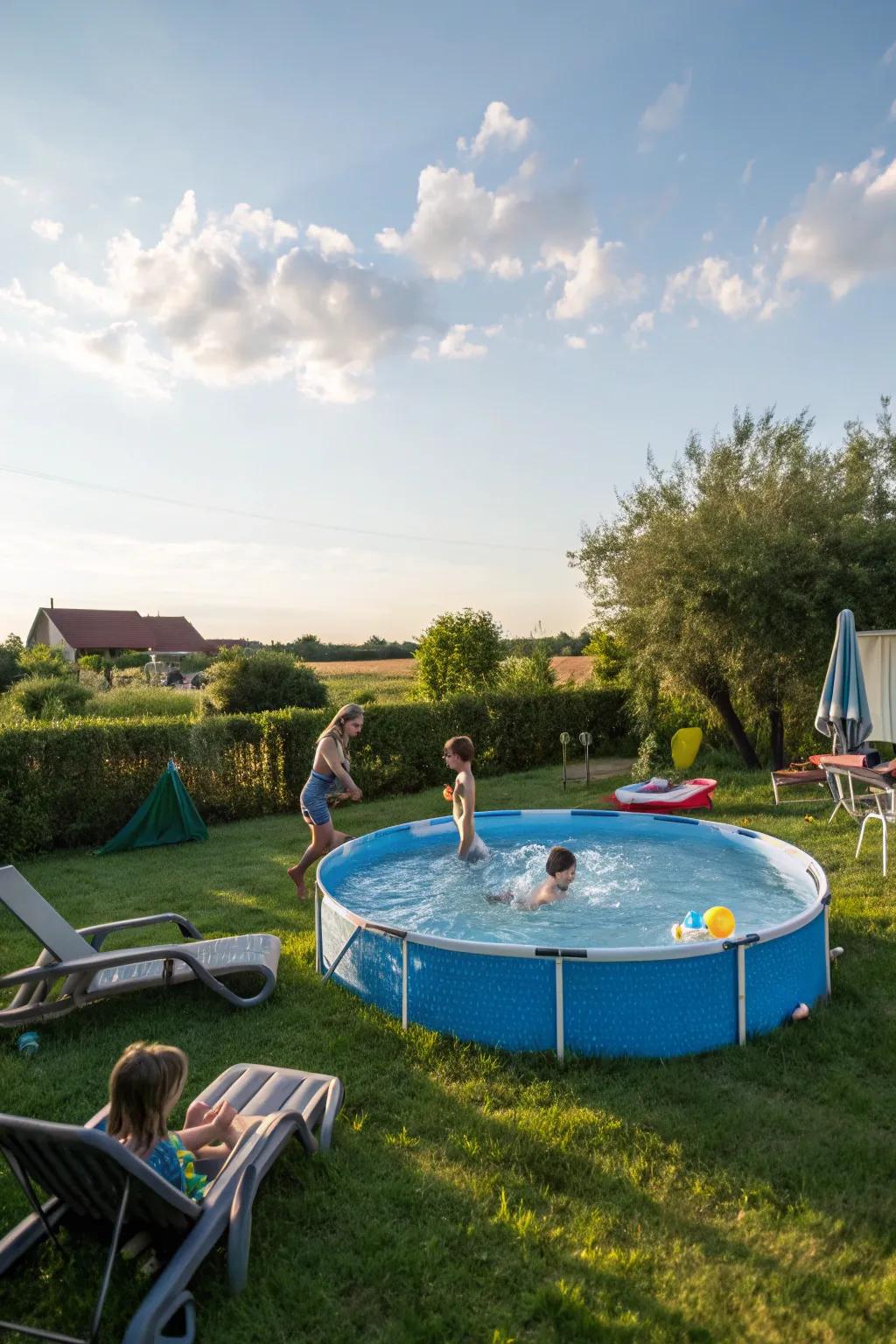 A flexible and enjoyable movable pool suited to any backyard.