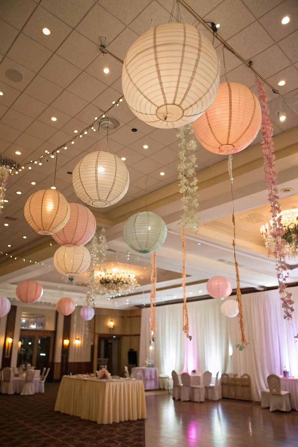 Inject allure with eccentric ceiling decor.