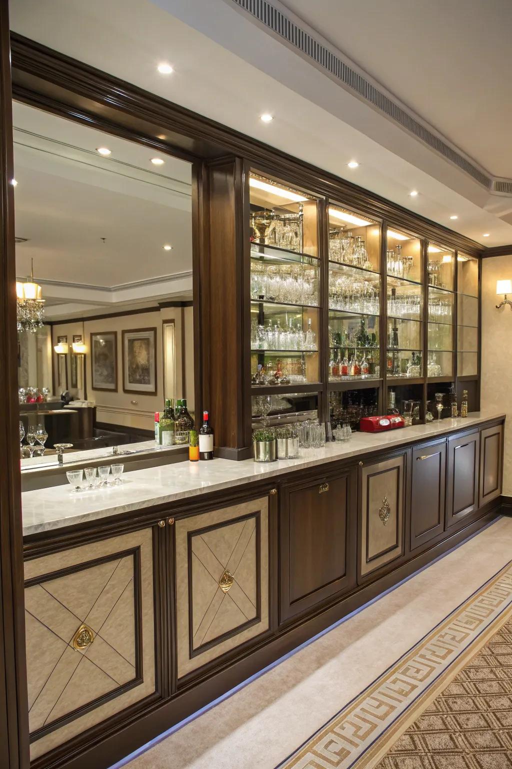 Hidden storage keeps your bar area tidy and elegant.