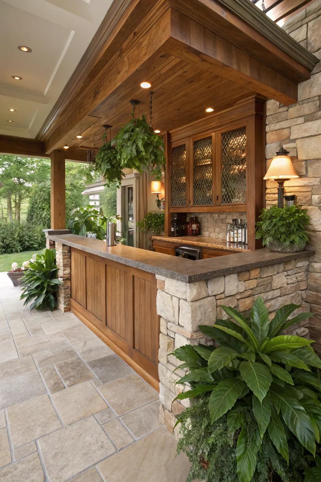 Natural elements bring warmth and tranquility to your bar.