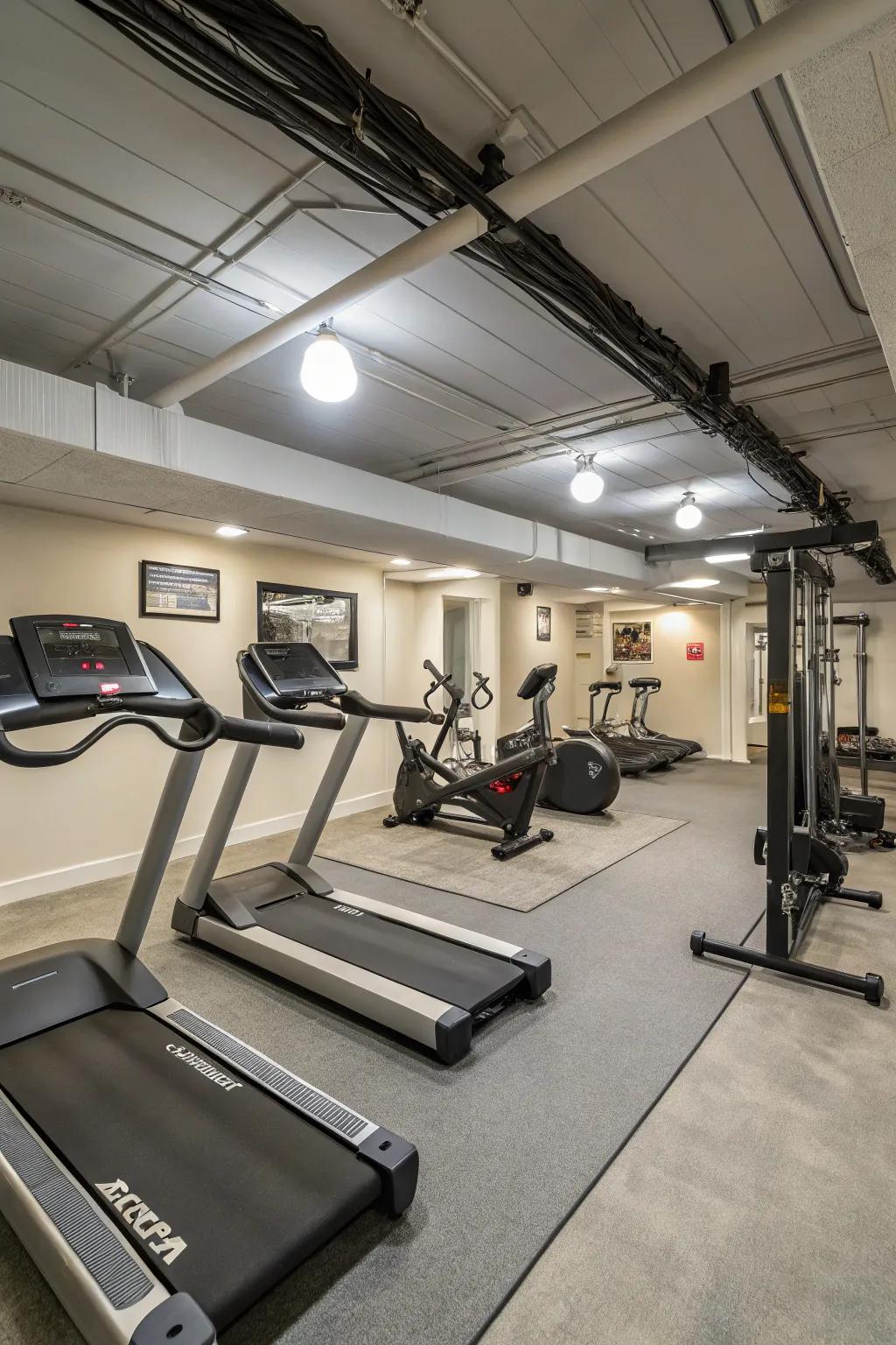 Low-profile equipment is suited for basements with limited ceiling height.