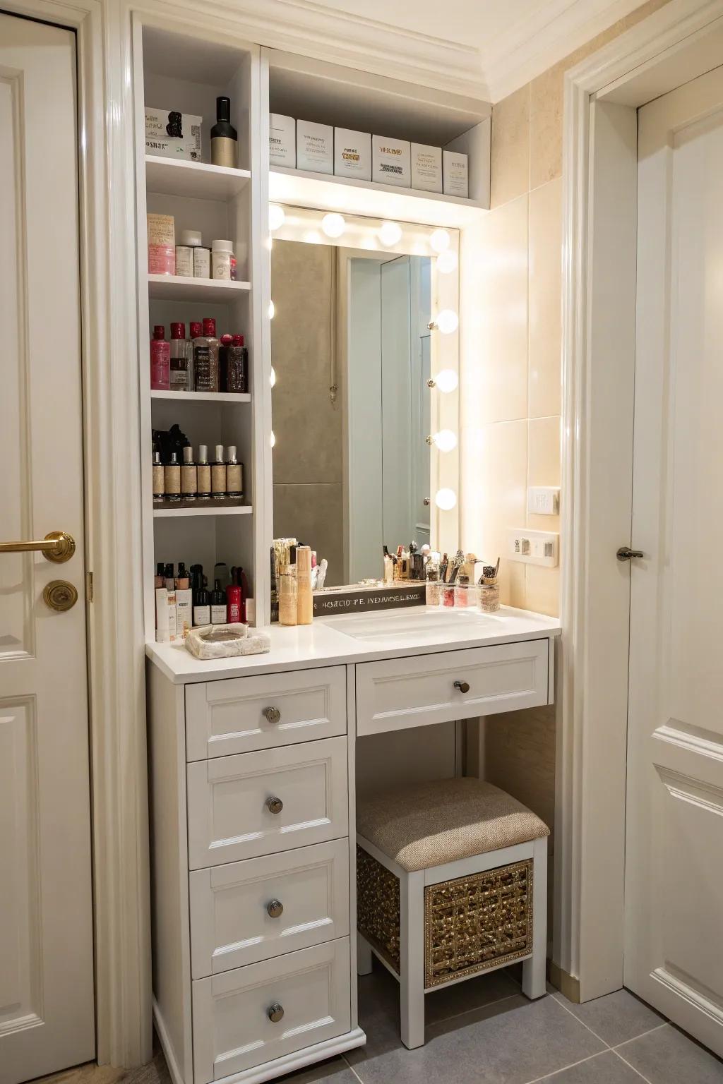 A dressing space adds luxury and convenience.