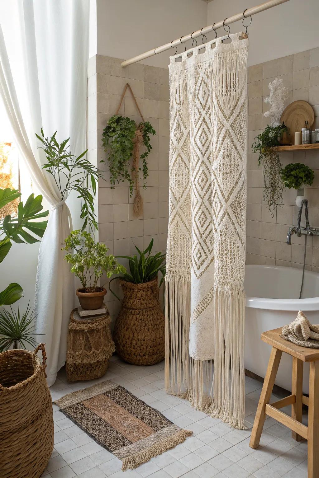 Knotted dividers add a bohemian vibe and cozy texture.