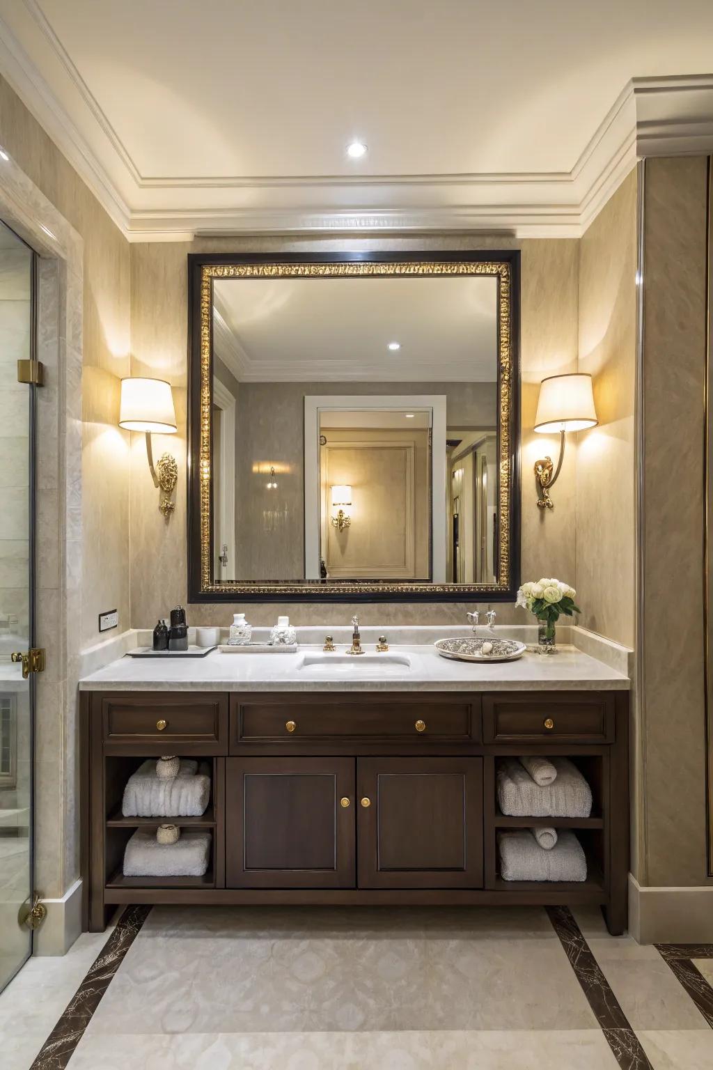 Oversized mirrors can transform and elevate your bathroom's style.