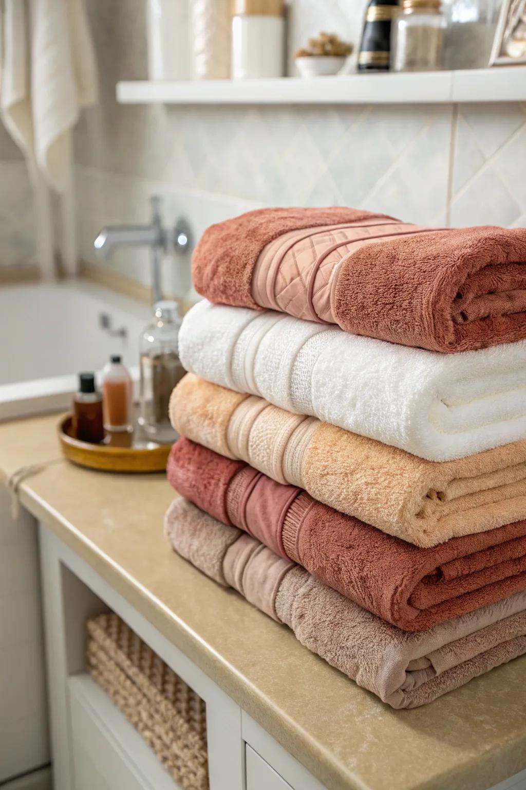 Create a spa-like ambiance with a luxe layered display.