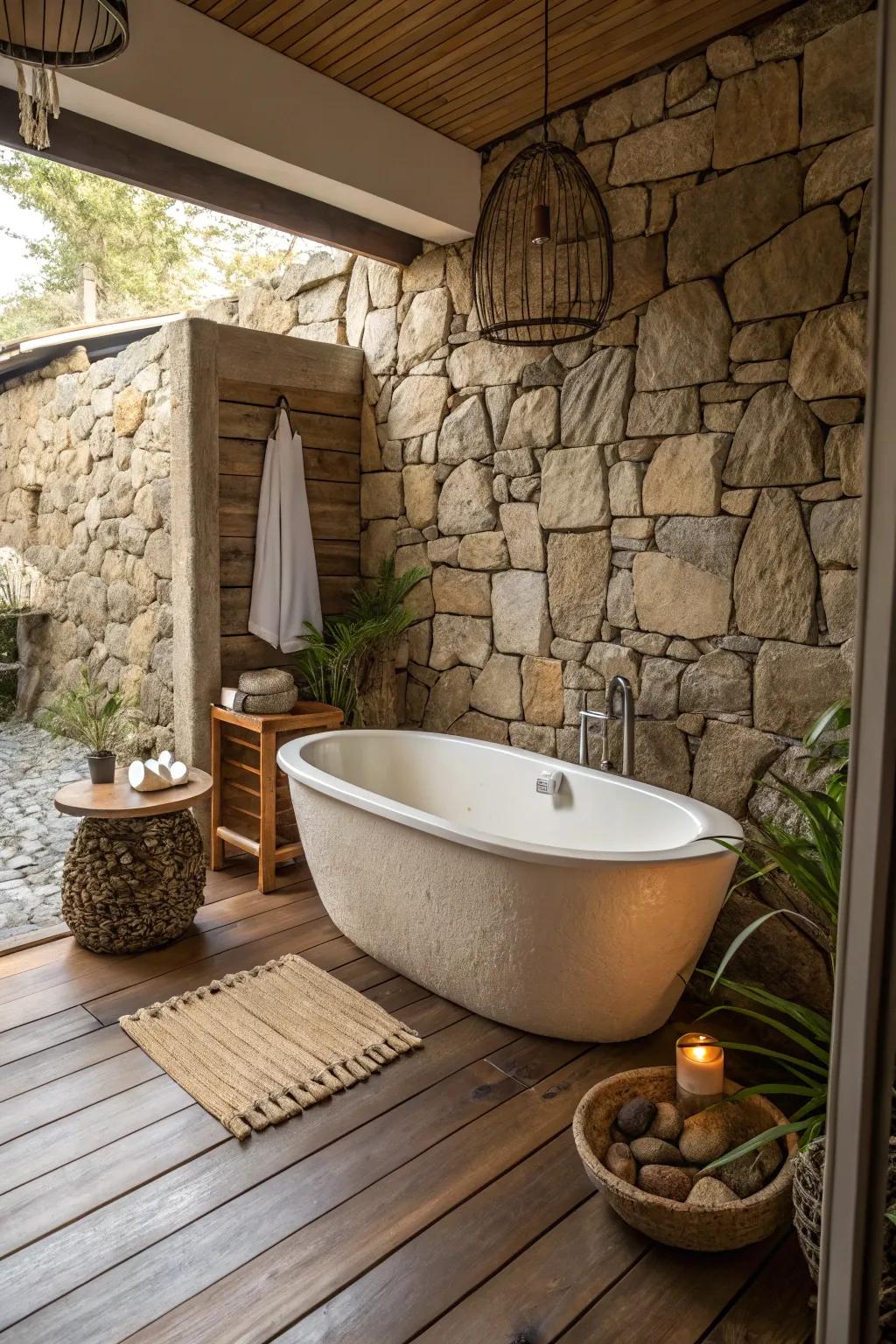 Different textures add depth and interest to this soak area.