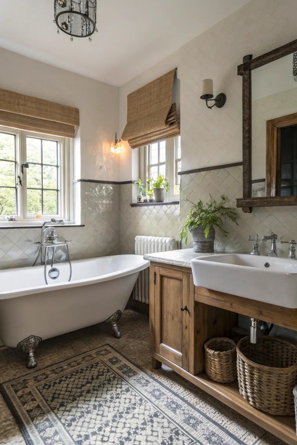 Vintage fixtures adding character to the bathroom.