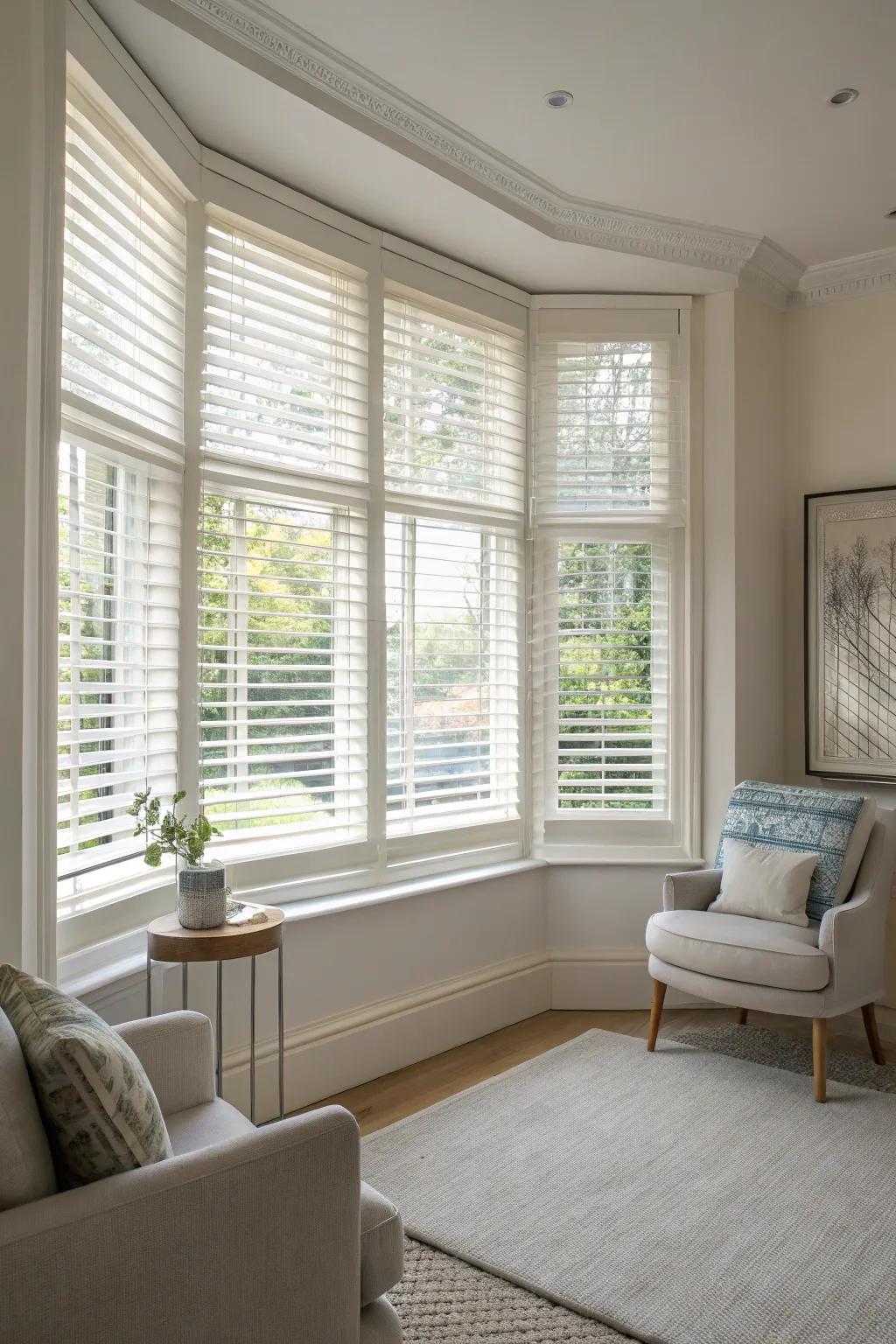 Minimalist blinds provide a sleek and clean look.