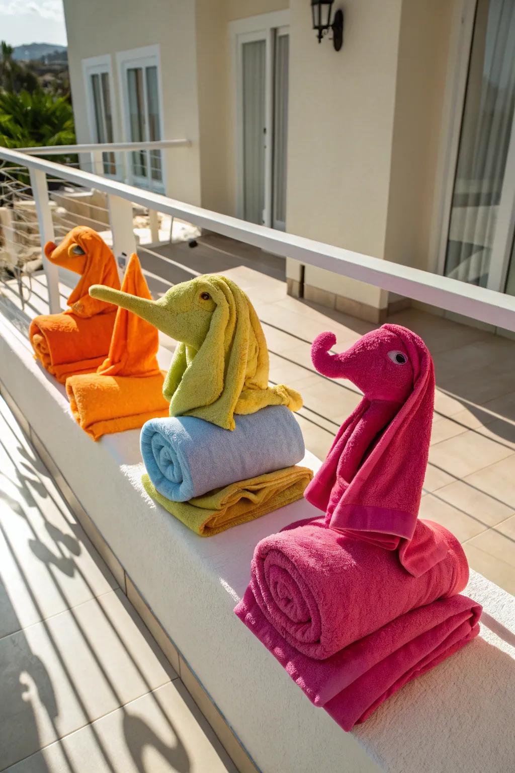 Wow your guests with artistic towel displays that add a dash of fun to your space.