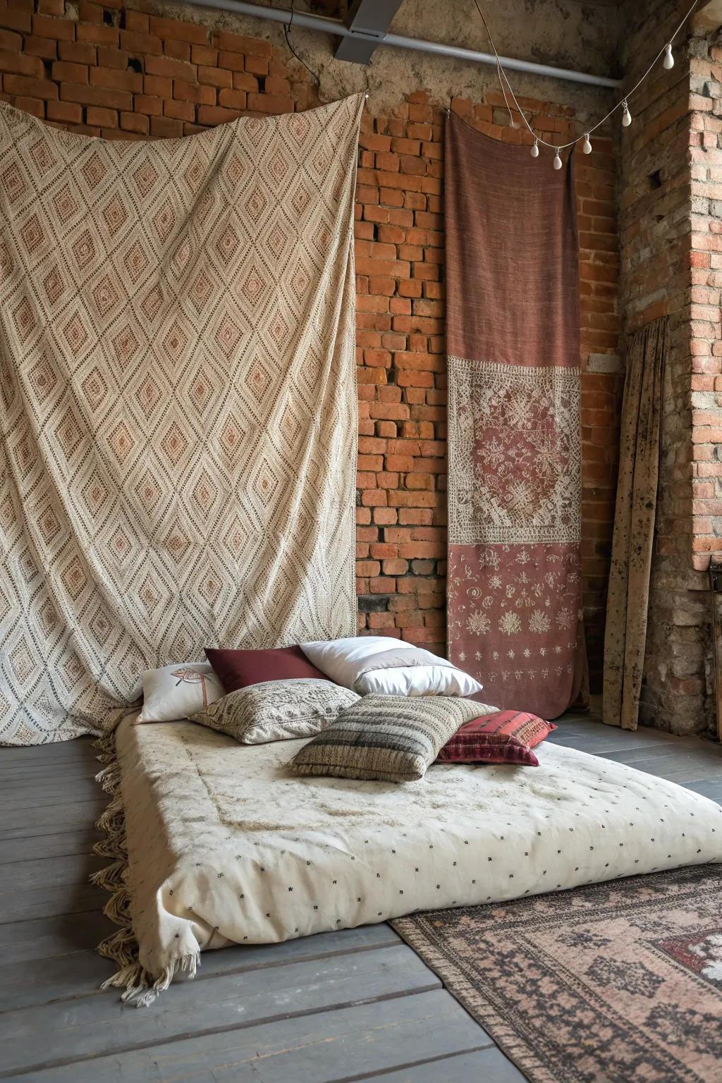 Introduce depth with a detailed backing behind your floor bed.