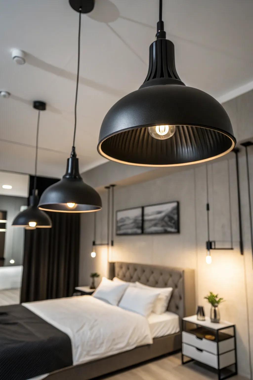 Black fixtures introduce drama and sophistication to your bedroom.
