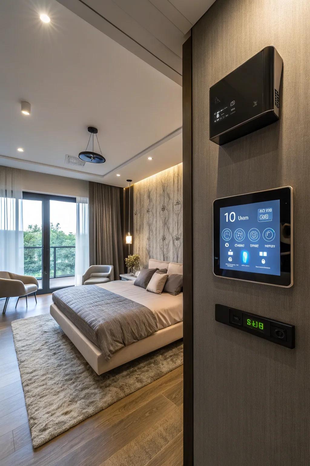 Integrating smart technology allows convenience in the bedroom.
