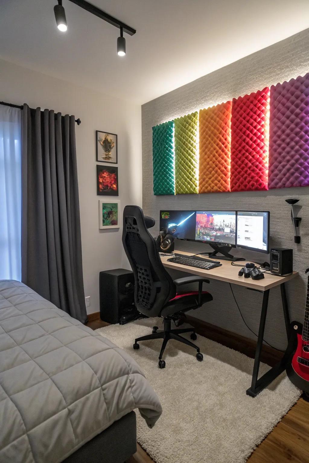 Acoustic boards enhance sound clarity for gaming.