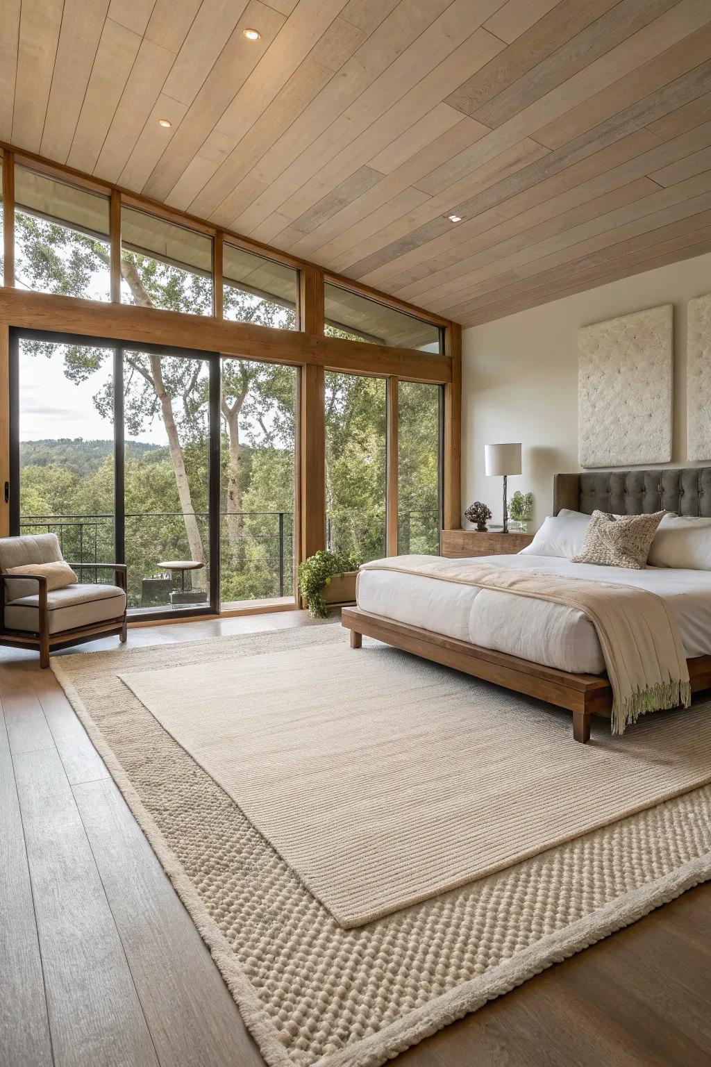 Minimalist carpets offer understated elegance.