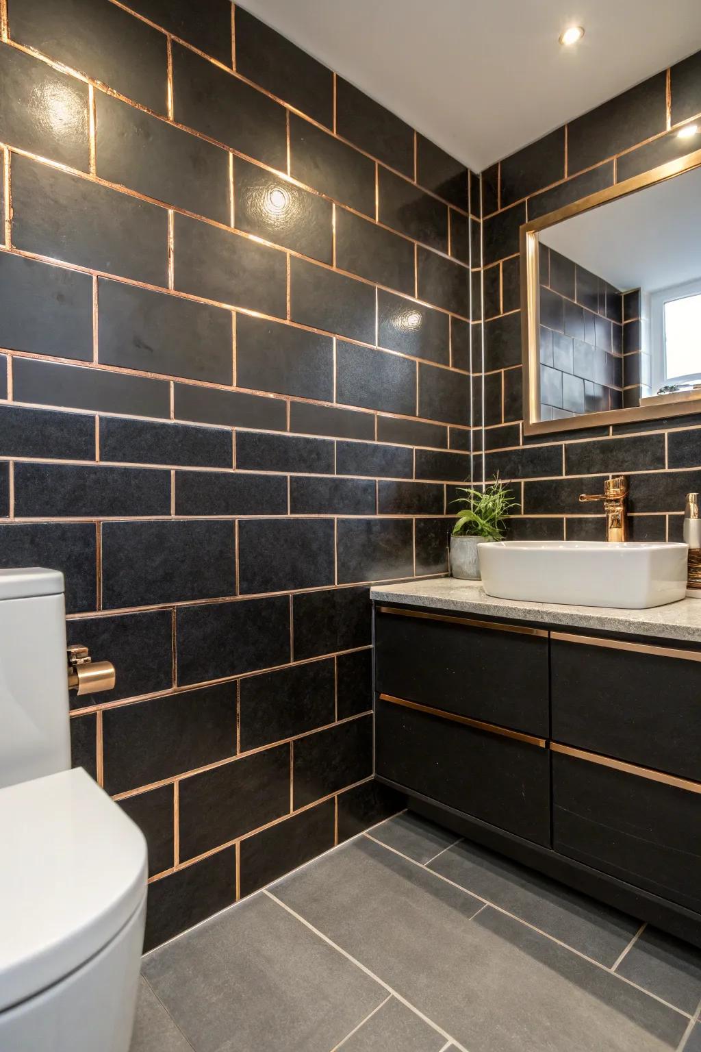 Copper grout adds a unique and striking detail.