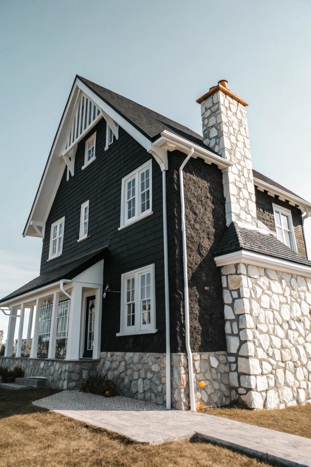 Natural stone highlights supplement ageless uniqueness to this exterior.