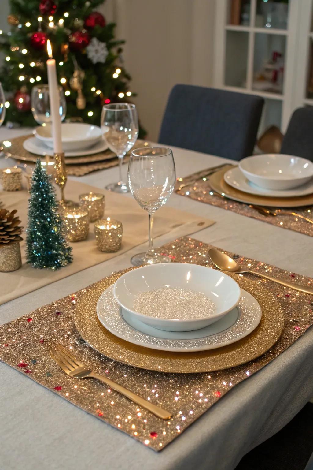 Table settings that glitter with celebratory charm.